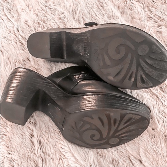 BORN GOOD CONDITION BLACK  MULE LOAFER 8M HIGH HEEL BLACK WITH BRAID AND BUCKLE - Picture 8 of 11